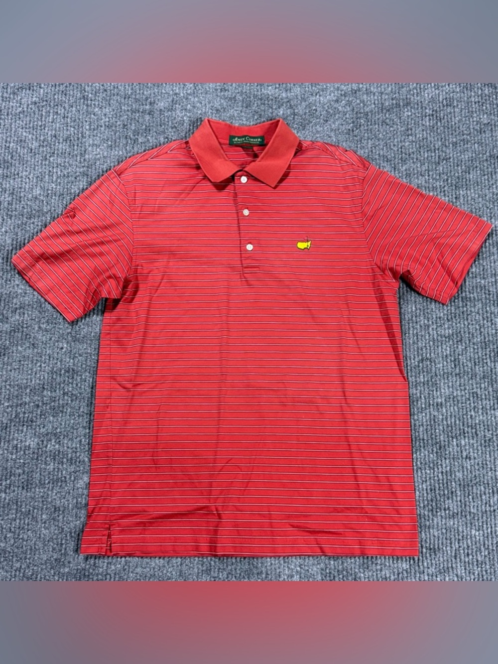 Vintage Masters Polo Shirt Mens Medium Orange Stripes Amen Corner Augusta 90s